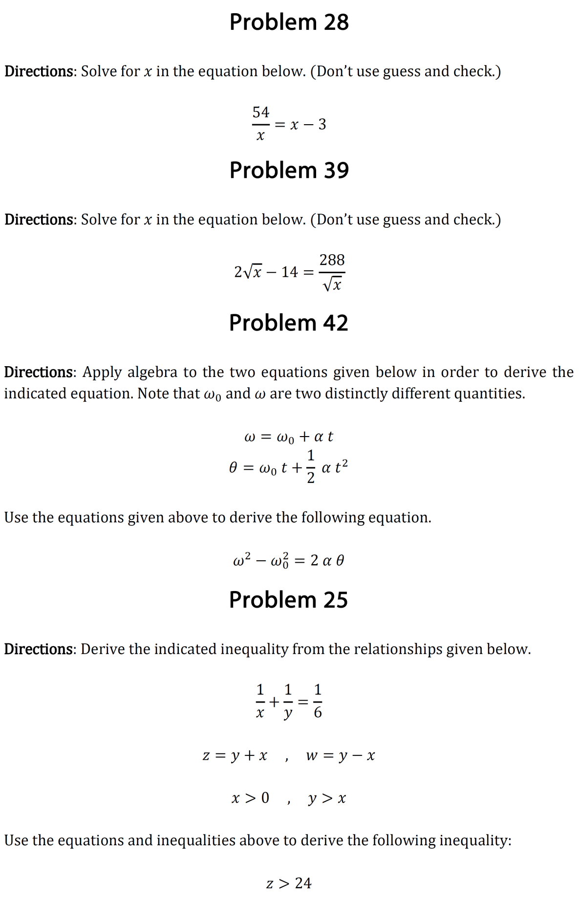Challenging Algebra Problems | Improve Your Math Fluency